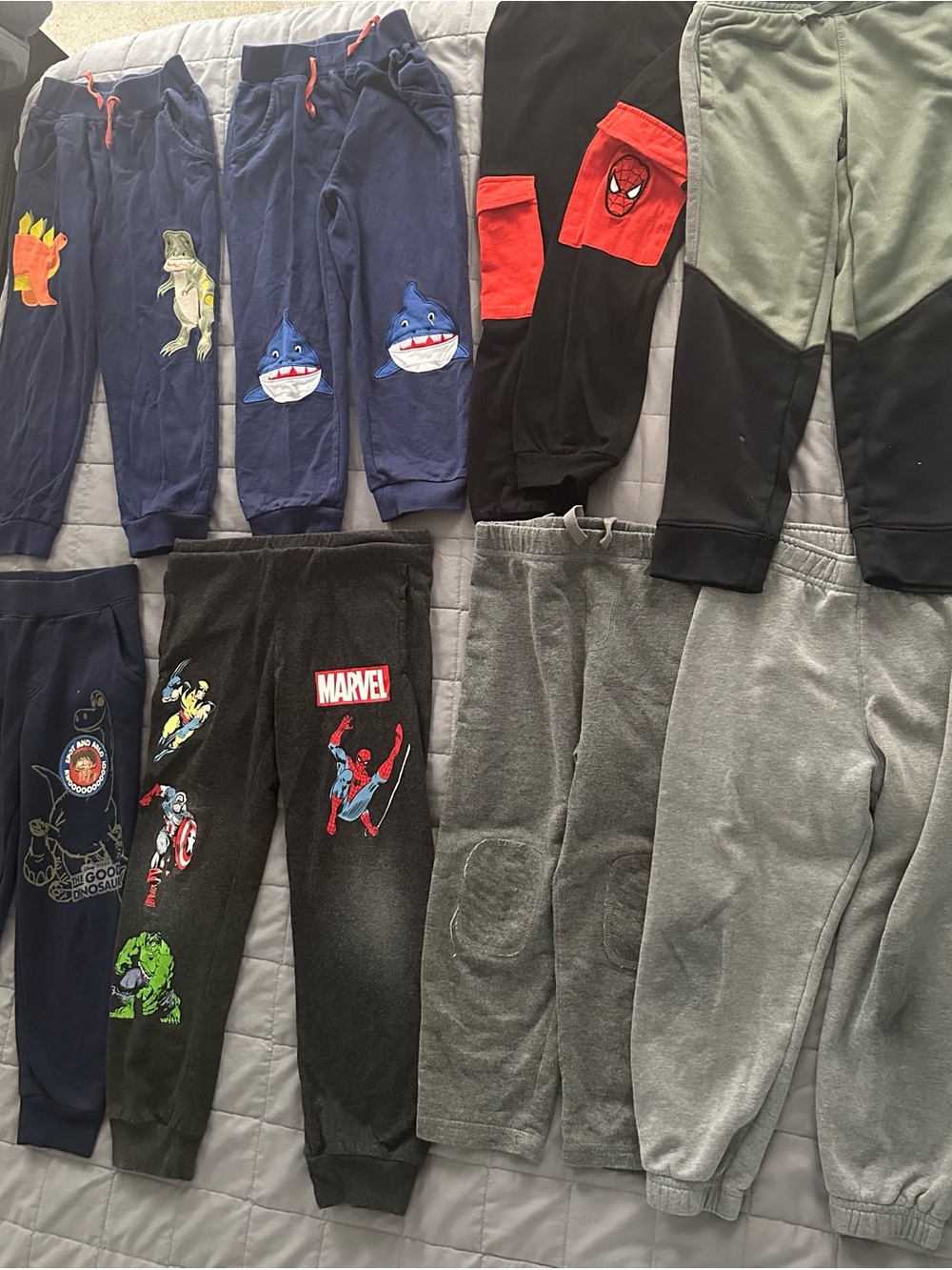 Marvel Kids Sweatpants Bundle - Black, Gray, Navy, Red, Green
